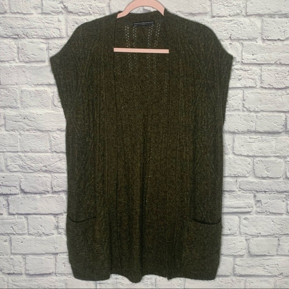 Peruvian Connection Marled Green Baby Alpaca And Cotton Sleeveless Cardigan - Picture 6 of 15